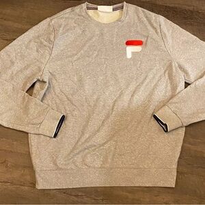 Fila Sweatshirt Men's 2XL Long Sleeve Embroidered Logo Crew Neck Gray Red White